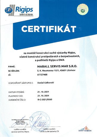 certifikát RIGIPS